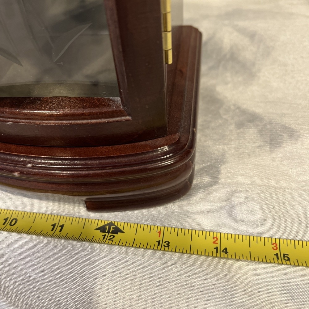 Large Vintage Lift Top Wooden Jewelry Box Etched Glass Doors- 4 Drawers 13.5x11 - Picture 13 of 16